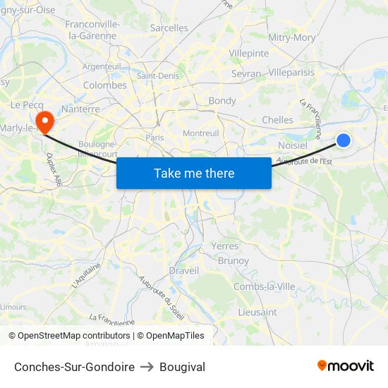 Conches-Sur-Gondoire to Bougival map