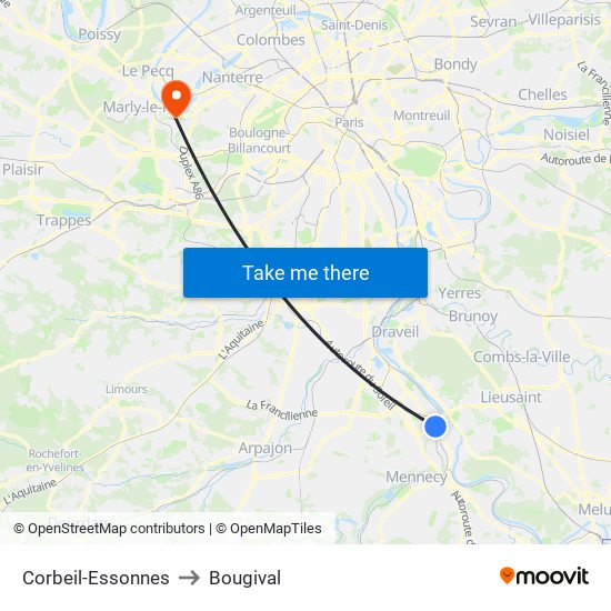 Corbeil-Essonnes to Bougival map