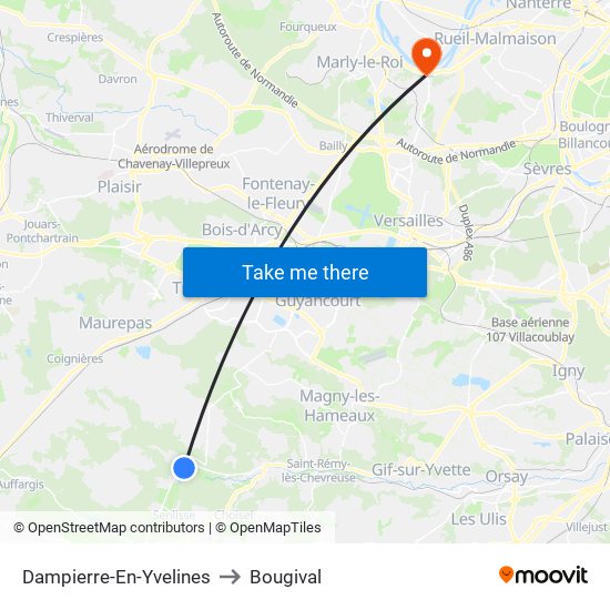 Dampierre-En-Yvelines to Bougival map