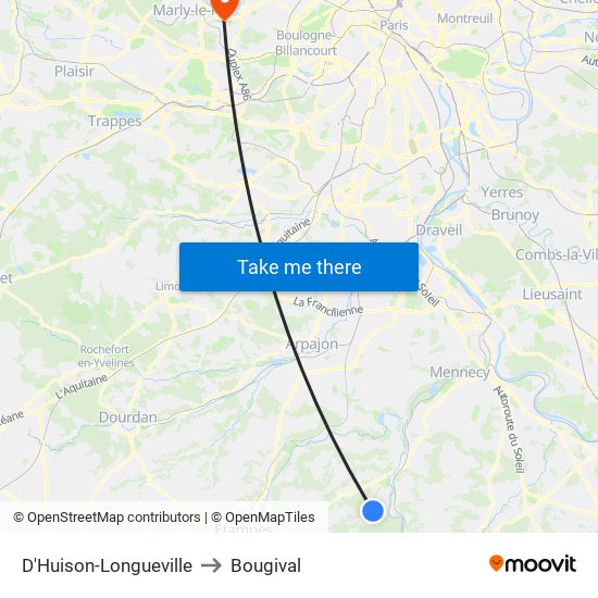 D'Huison-Longueville to Bougival map