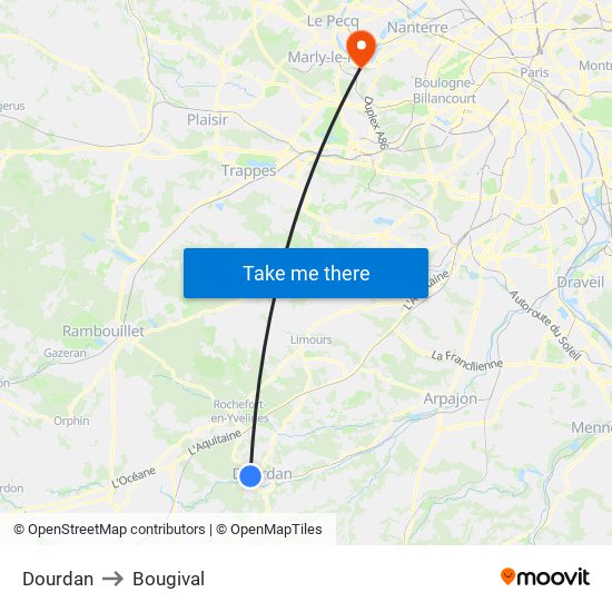 Dourdan to Bougival map