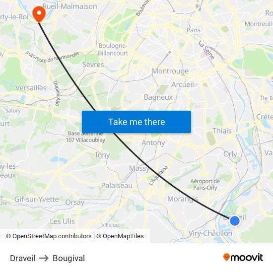 Draveil to Bougival map