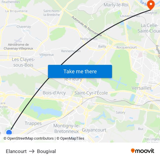 Elancourt to Bougival map