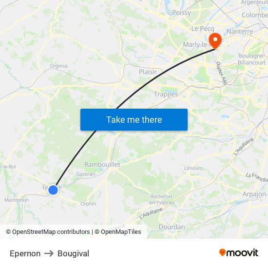 Epernon to Bougival map