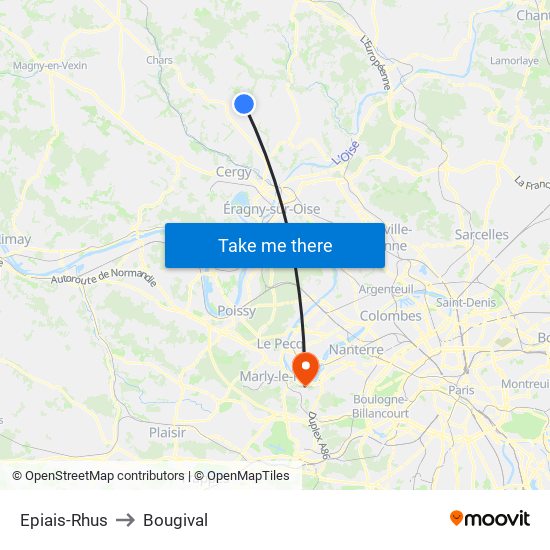 Epiais-Rhus to Bougival map