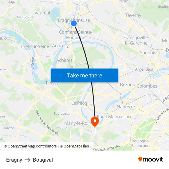 Eragny to Bougival map