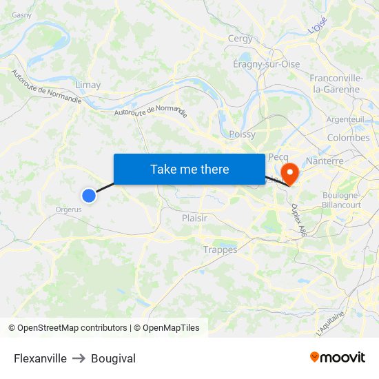 Flexanville to Bougival map