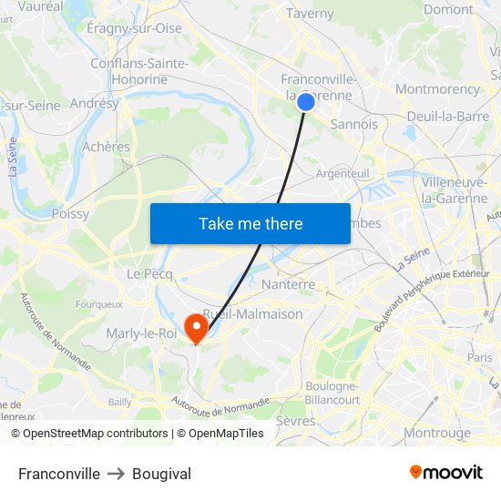 Franconville to Bougival map