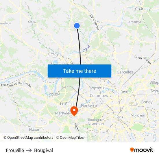 Frouville to Bougival map