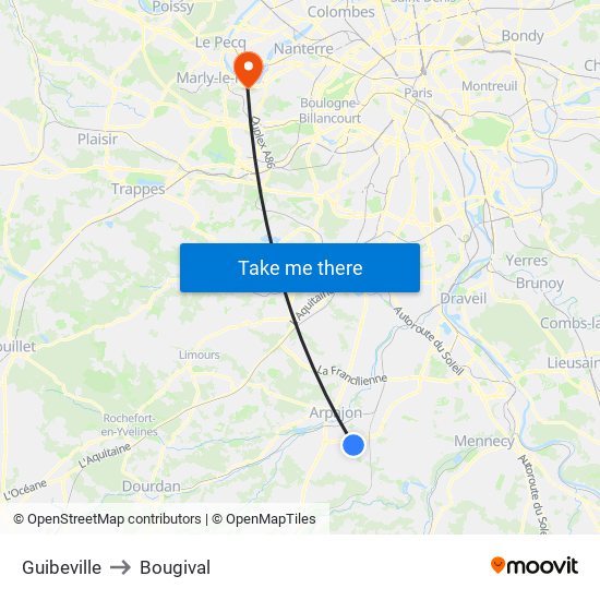 Guibeville to Bougival map