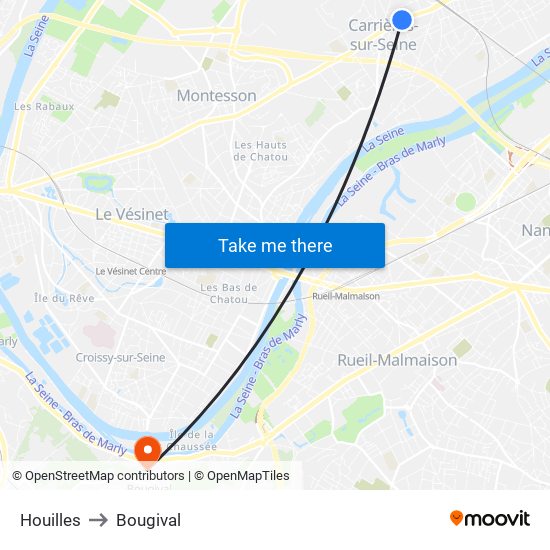 Houilles to Bougival map