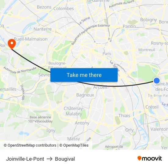 Joinville-Le-Pont to Bougival map