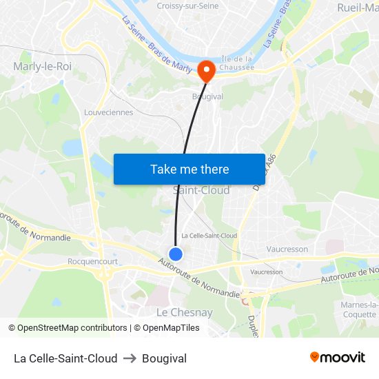 La Celle-Saint-Cloud to Bougival map