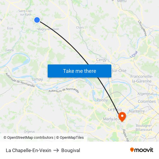 La Chapelle-En-Vexin to Bougival map