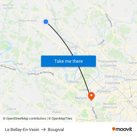 Le Bellay-En-Vexin to Bougival map