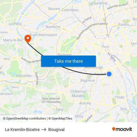 Le Kremlin-Bicetre to Bougival map