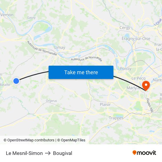 Le Mesnil-Simon to Bougival map