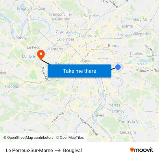 Le Perreux-Sur-Marne to Bougival map