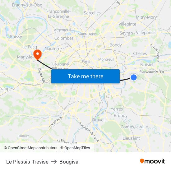 Le Plessis-Trevise to Bougival map