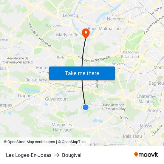 Les Loges-En-Josas to Bougival map
