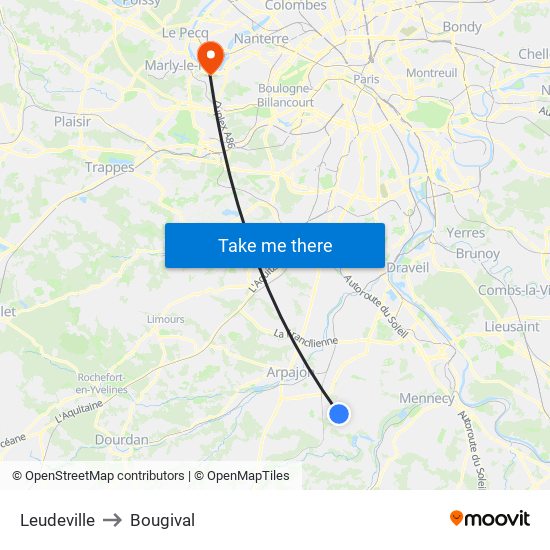 Leudeville to Bougival map