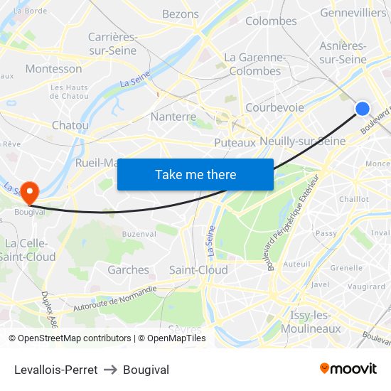 Levallois-Perret to Bougival map