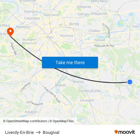 Liverdy-En-Brie to Bougival map