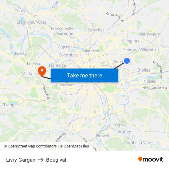 Livry-Gargan to Bougival map