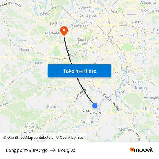 Longpont-Sur-Orge to Bougival map