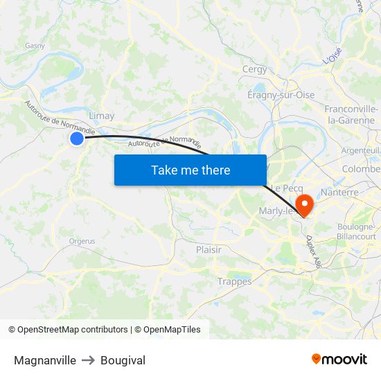 Magnanville to Bougival map