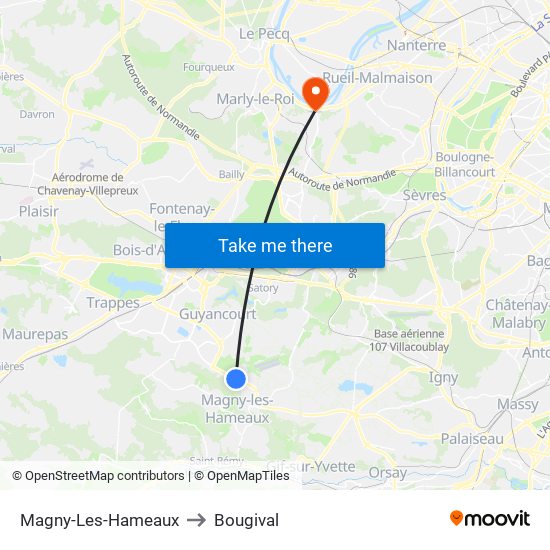Magny-Les-Hameaux to Bougival map