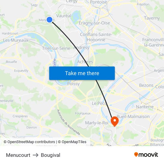 Menucourt to Bougival map