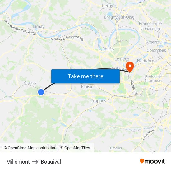 Millemont to Bougival map