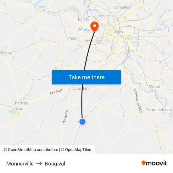 Monnerville to Bougival map