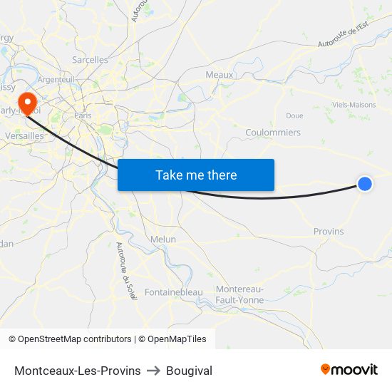 Montceaux-Les-Provins to Bougival map