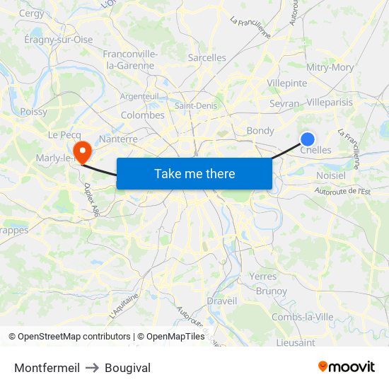 Montfermeil to Bougival map