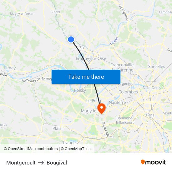 Montgeroult to Bougival map