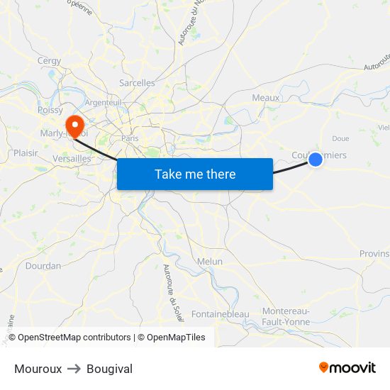 Mouroux to Bougival map