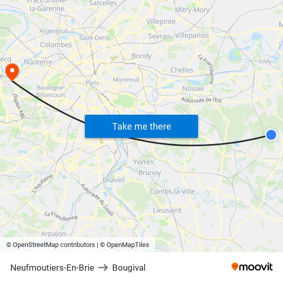 Neufmoutiers-En-Brie to Bougival map