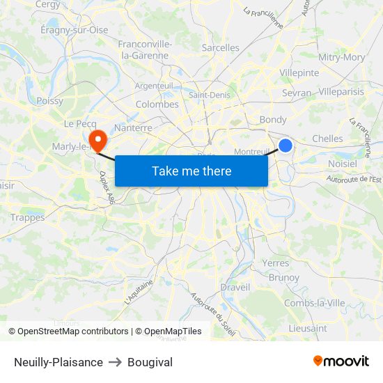 Neuilly-Plaisance to Bougival map