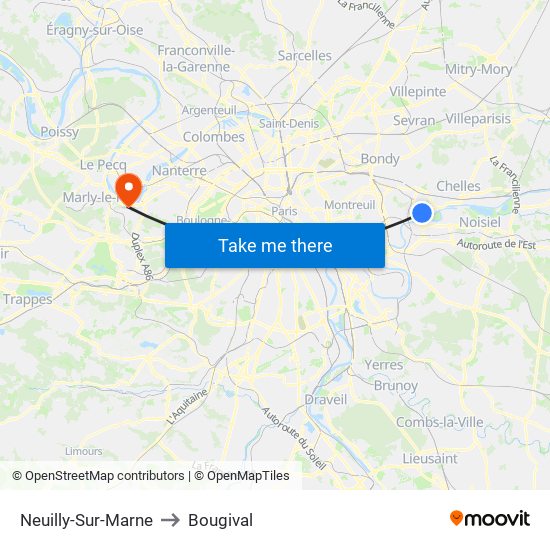 Neuilly-Sur-Marne to Bougival map