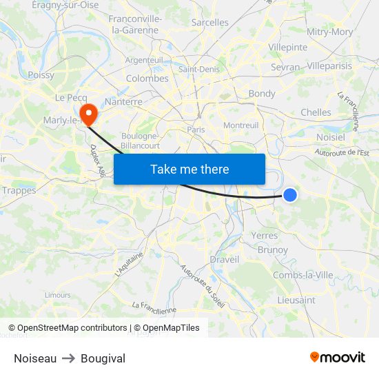 Noiseau to Bougival map