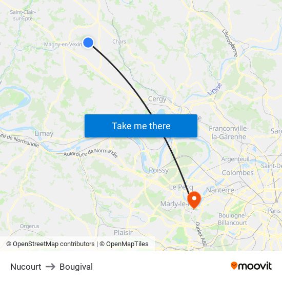Nucourt to Bougival map