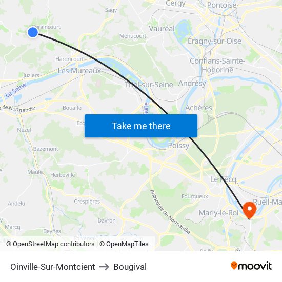 Oinville-Sur-Montcient to Bougival map