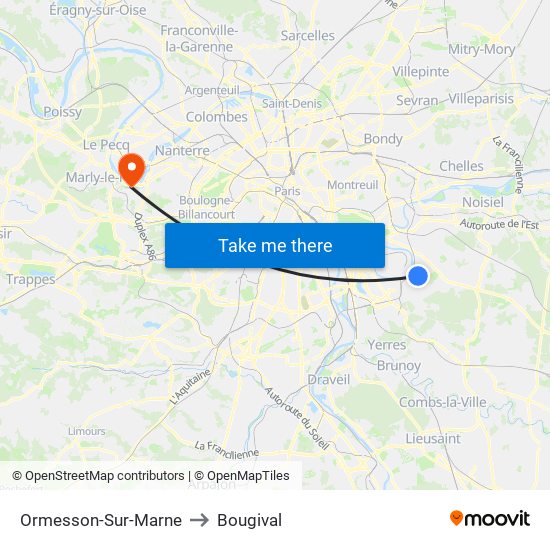 Ormesson-Sur-Marne to Bougival map