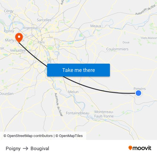 Poigny to Bougival map