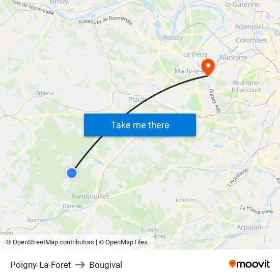 Poigny-La-Foret to Bougival map