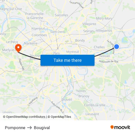 Pomponne to Bougival map