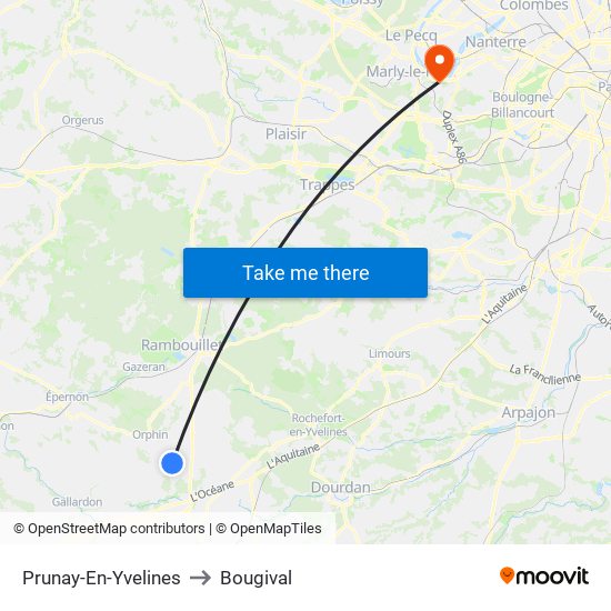 Prunay-En-Yvelines to Bougival map