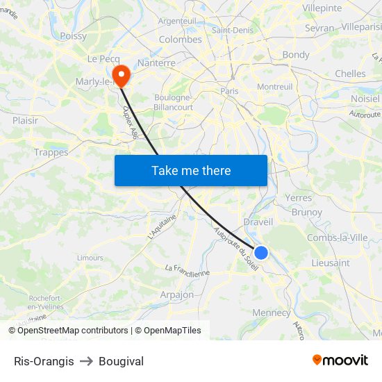 Ris-Orangis to Bougival map